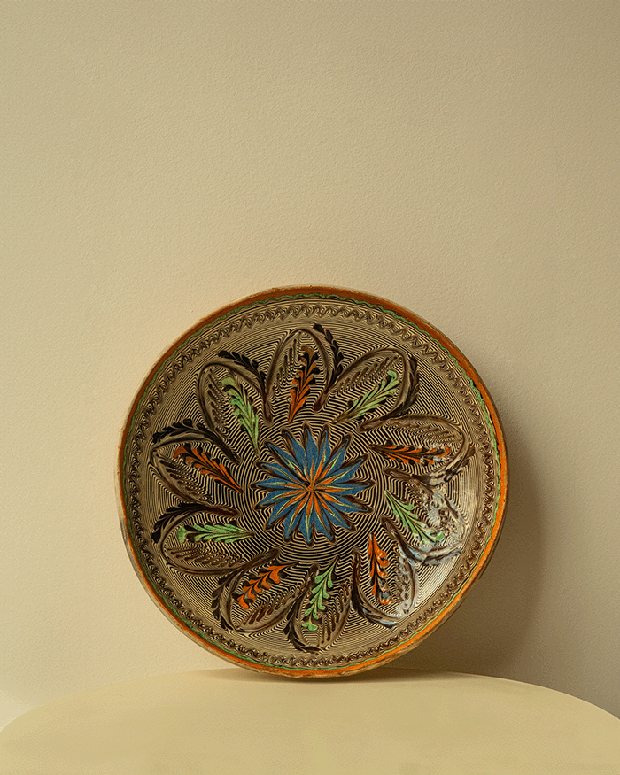 Vintage Romanian Glazed Ceramic Plate