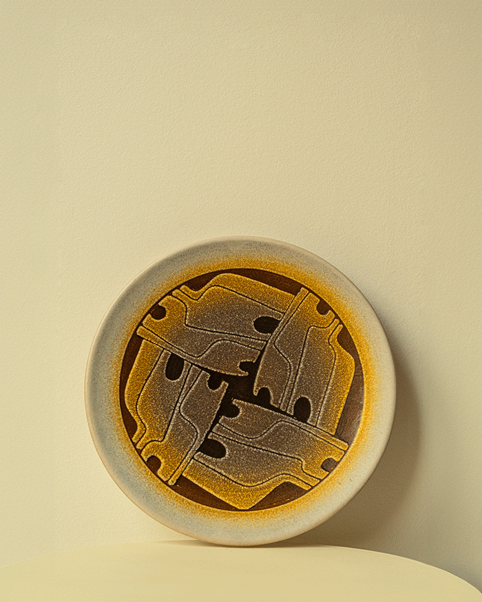 Set of 2 decorative Brutalist plates