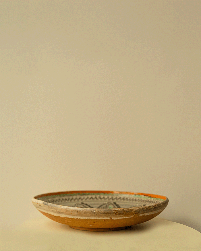 Vintage Romanian Glazed Ceramic Plate
