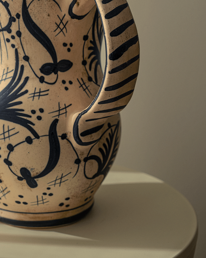 Hand-Painted Ceramic Pitcher with Bird Motif