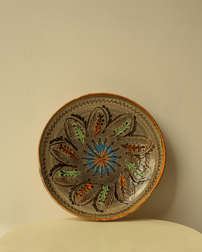 Vintage Romanian Glazed Ceramic Plate