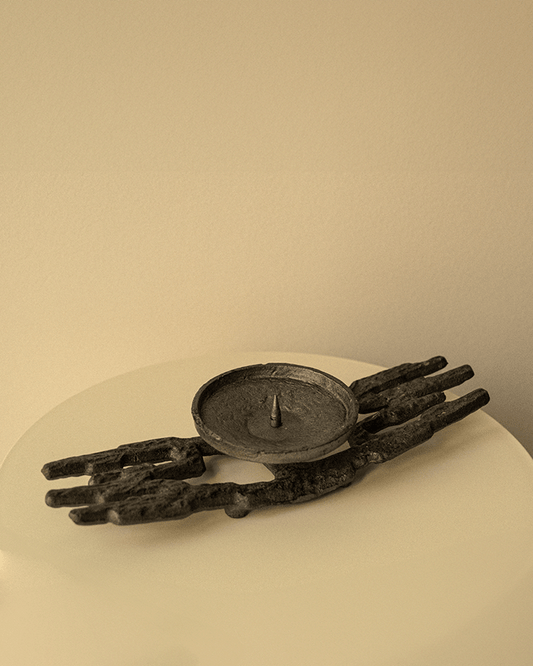 Brutalist Wrought Iron Candleholder