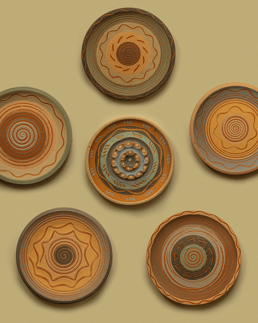 Set of 6 antique terracotta plates
