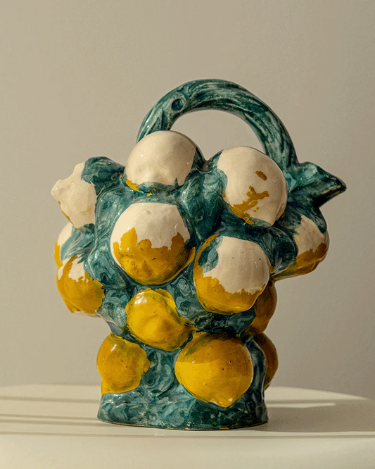 Manises Lemon Botijo in Glazed Majolica