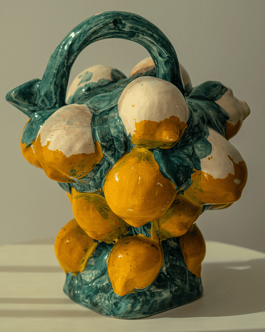 Manises Lemon Botijo in Glazed Majolica
