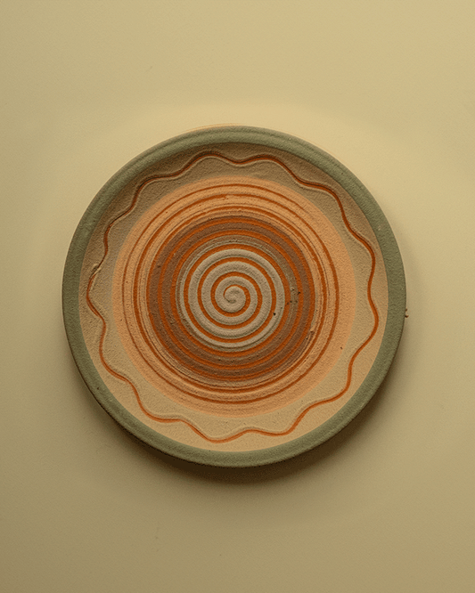 Set of 6 antique terracotta plates