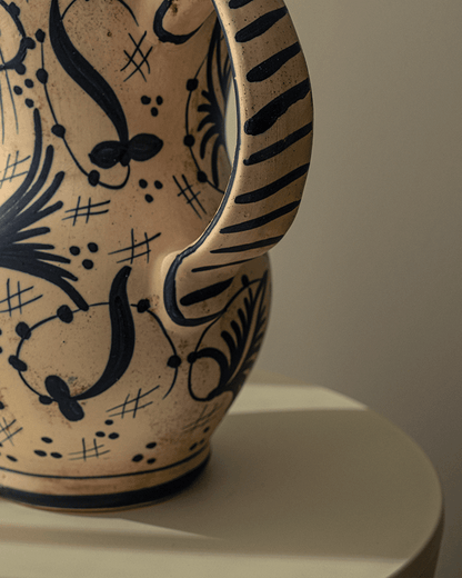 Hand-Painted Ceramic Pitcher with Bird Motif